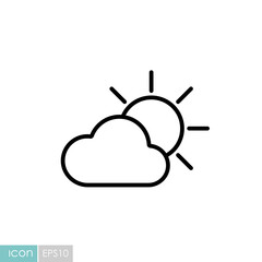 Sun and cloud vector icon. Weather sign