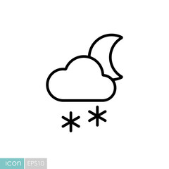 Cloud with snow moon vector icon. Weather sign