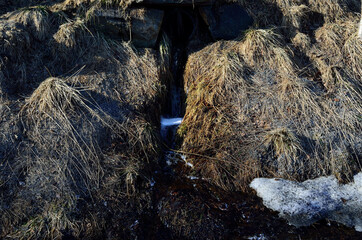 flowing snow melt water drainage
