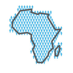 Africa population map. Country outline made from people figures