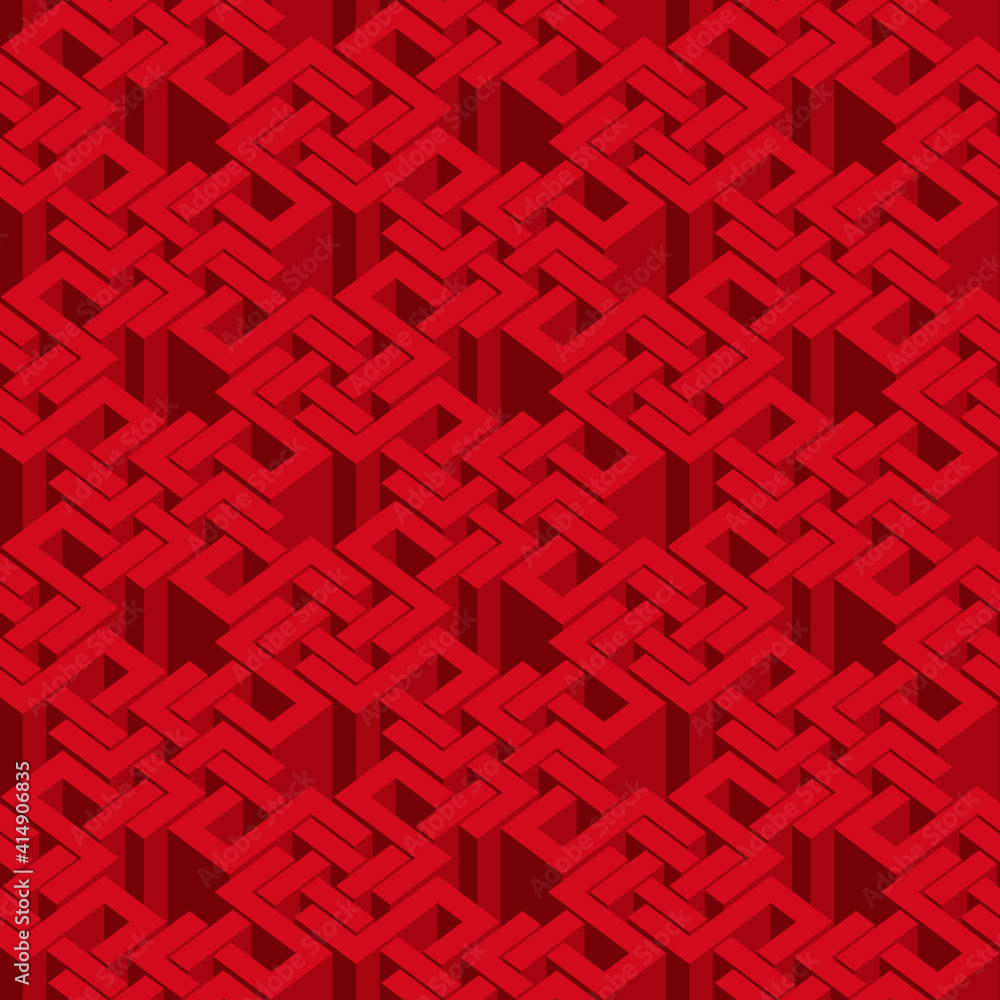 Poster isometric seamless pattern. abstract illusory endless ornament texture. fashion geometric background