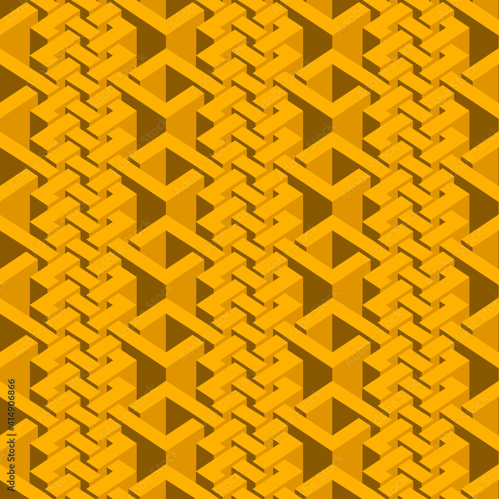 Poster isometric seamless pattern. abstract illusory endless ornament texture. fashion geometric background