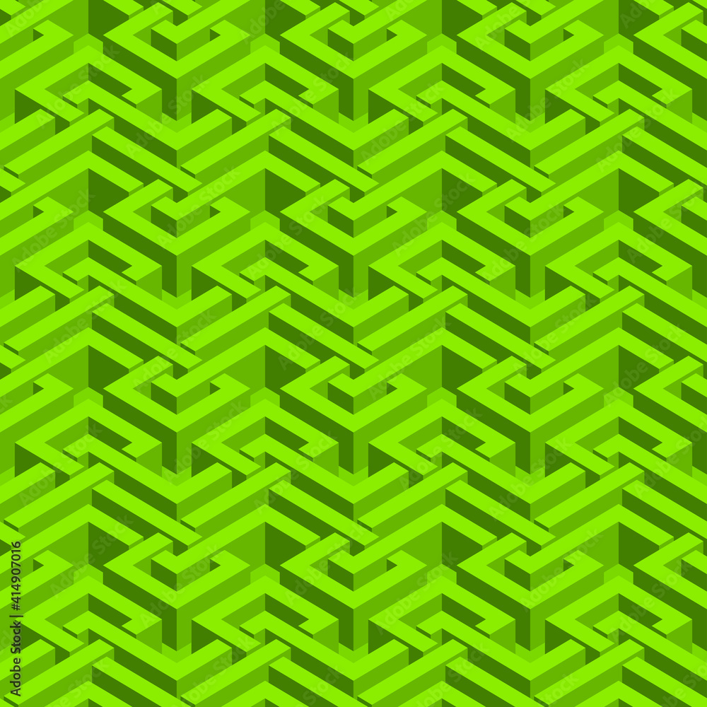 Poster isometric seamless pattern. abstract illusory endless ornament texture. fashion three dimensional ba