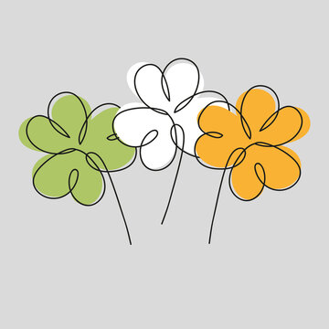 Three clovers painted in the color of ireland. St patrick day print on grey