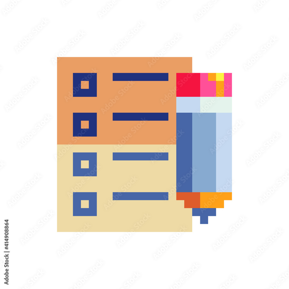 Poster note tasks application icon. pixel art flat style. design for websites and mobile apps. 8-bit. isola