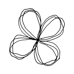 Abstract vector flower line drawing. Black and white hand illustration