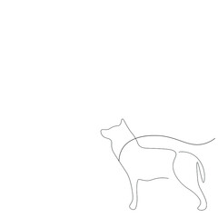 Dog silhouette line drawing, vector illustration