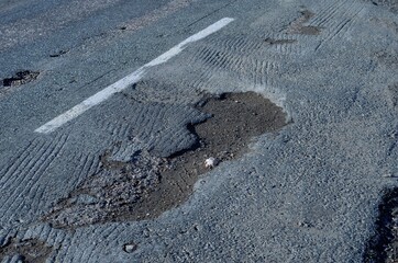 Bad road condition potholes, Norway