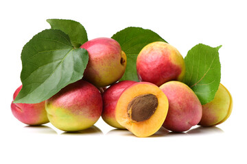 Fresh apricot fruits isolated on white background