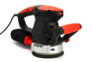 Eccentric Orbital Sander, grinder machine for wood grinding on white background