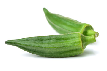 Fresh young okra isolated on white background