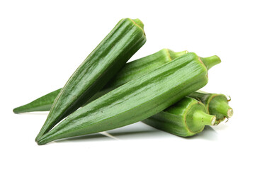 Fresh young okra isolated on white background
