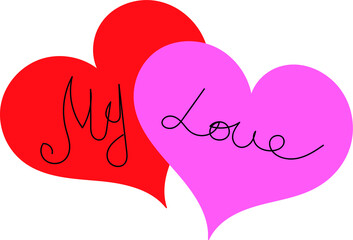 two color hearts. Valentines day