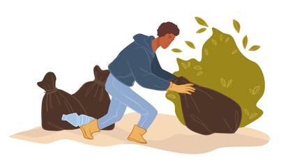 Caring for environment nature by cleaning waste