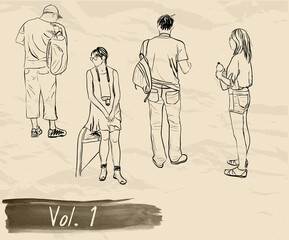 Hand-drawn EPS8 vector illustration. People sketch series.