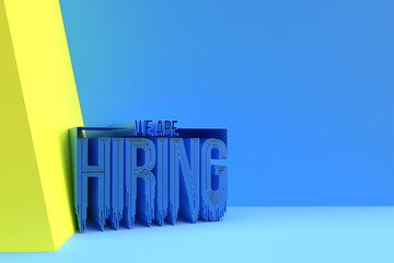 3D We are Hiring Calligraphic Text. 3D Rendring illustration Design.