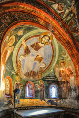Fototapeta na wymiar The frescoes of the late 11th century depict scenes from the life of the abbot of St. Eldrado, and for the first time in Europe, the image of St. Nicholas appears on them. 
