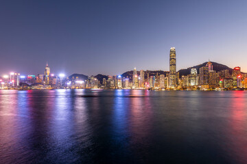 Fototapeta na wymiar Hong Kong Victoria Harbor view at Night, Hong Kong.