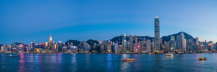 Fototapeta na wymiar Victoria Harbor view at Night, Hong Kong