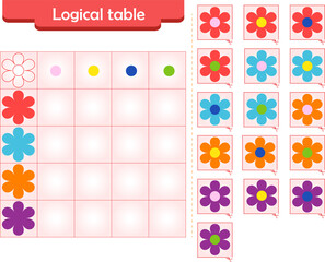  Logic puzzle game for children. Fill in empty cells. Reusable game