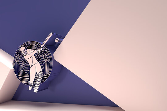 3D Render Concept of Batsman playing cricket - Championship, 3D art design Poster illustration.