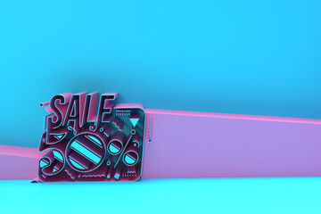 3D Render 50% OFF Sale Discount Banner with Space of Your Text Illustration Design.