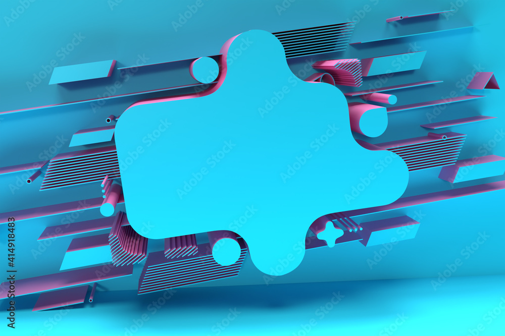 Aufkleber 3d render frame surface abstract background. digital 3d illustration design.