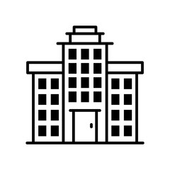 Residential building vector outline icon style illustration. 
