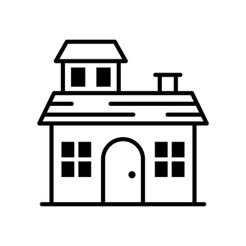 Townhall Building Vector Outline Icon Style Illustration. 