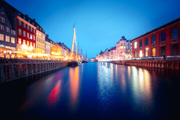 Naklejka premium Harbor of Nyhavn, Copenhagen, Denmark, Nord Europe