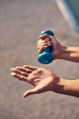 Girl doing sport outdoors in the morning