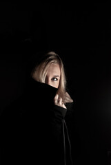 Portrait of a woman in the dark