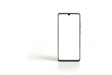 Black modern smartphone mockup. Mobile smart phone technology front blank screen studio shot isolated on over white background with clipping path