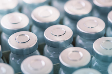 Vials of medicine - top view. Vaccination. Antibiotic.