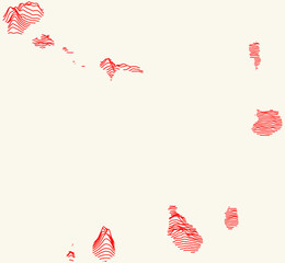 Obraz premium Topographic map of Cape Verde with red contour lines and beige background