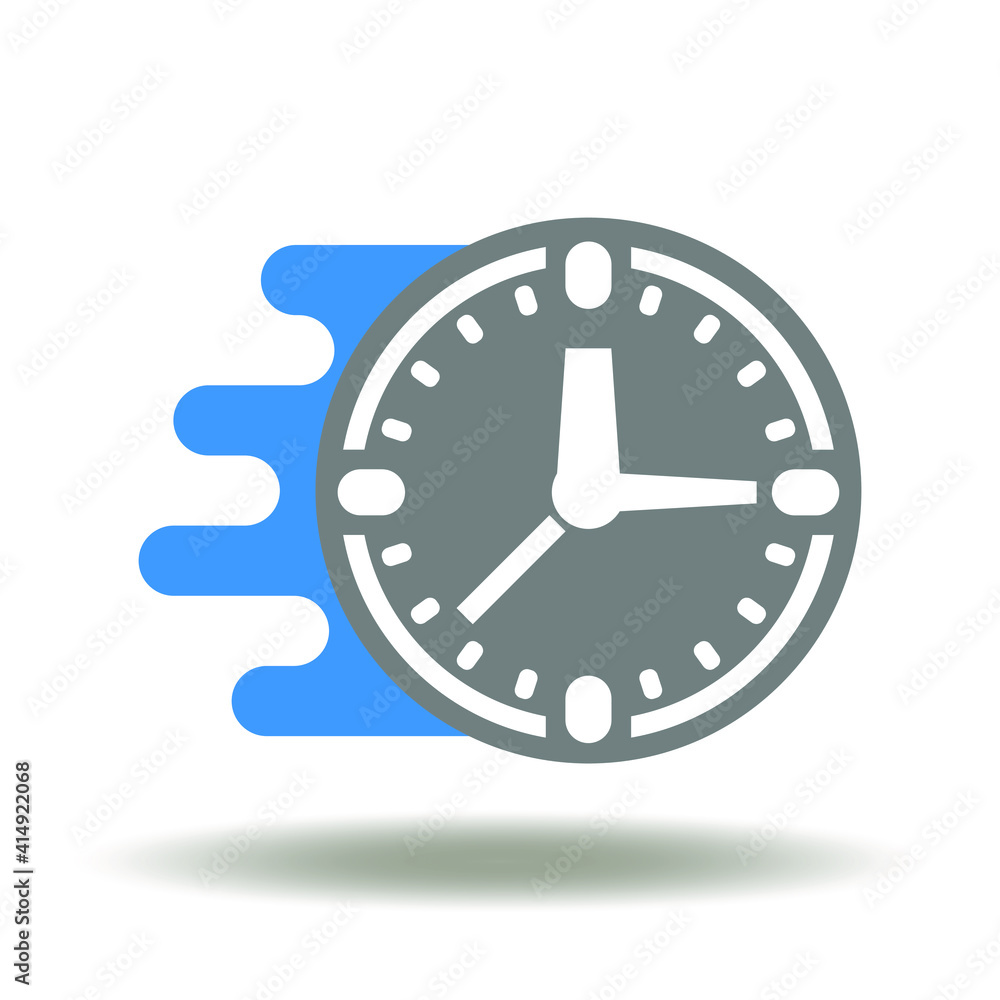 Poster fast fly moving clock vector icon. agile symbol. flexible scrum development logo.