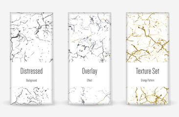 Distress Grunge Texture Set. Scratched Dirt Print.