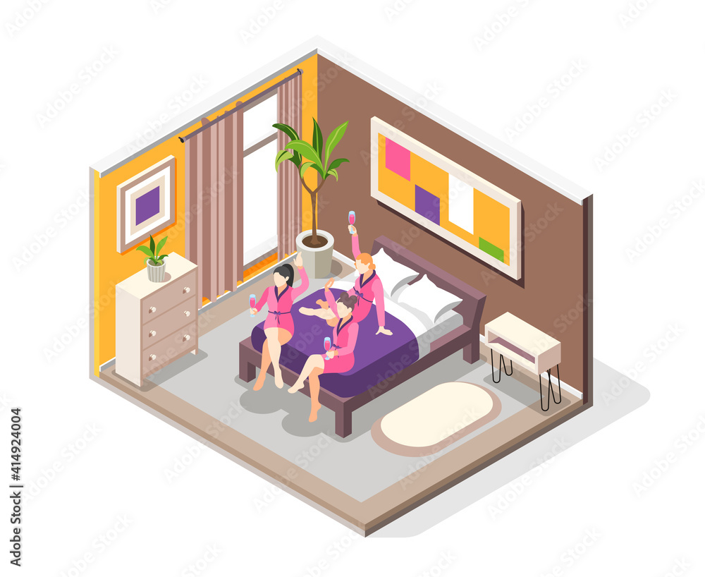 Wall mural Pajama Bedroom Party Composition