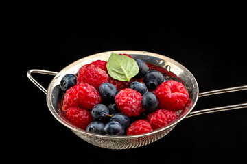 Blueberry and raspberry in studio