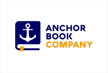 Anchor book logo design template vector