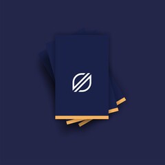 logo s monogram with a card in a cool dark blue and yellow color