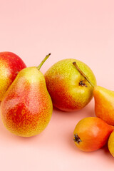 Yellow and red pears in studio 