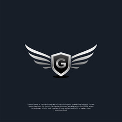 Letter G shield wings concept logo luxury concept template
