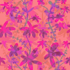 Exotic jungle endless pattern. Seamless pattern.Bright red flowers. For textiles, fabrics, clothing, packaging, paper, decoration.