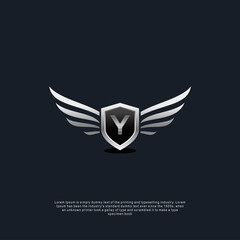 Letter Y shield wings concept logo luxury concept template