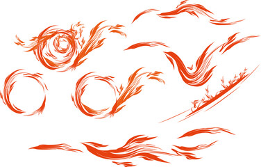 燃え盛る炎の渦と線のエフェクトセット