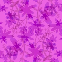 Fototapeta na wymiar Floral endless pattern. Bright purple, pink flowers. For textiles, fabrics, clothing, packaging, paper, decoration.