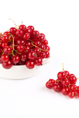 Red currant on white background 
