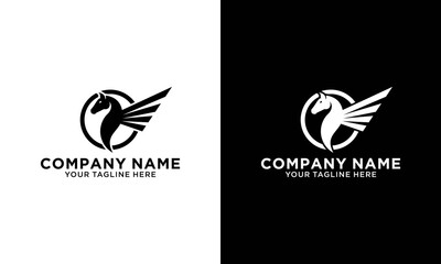 horse wing unicorn logo hipster retro vintage vector icon illustration © javanese