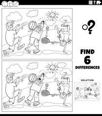 Naklejka premium differences educational game with playing kids color book page